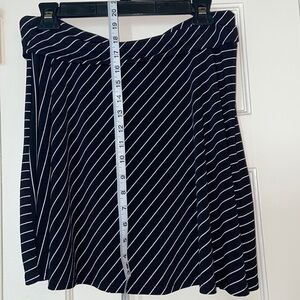 Maurice sz L Mini Skirt Black White Stripe Full Skirt